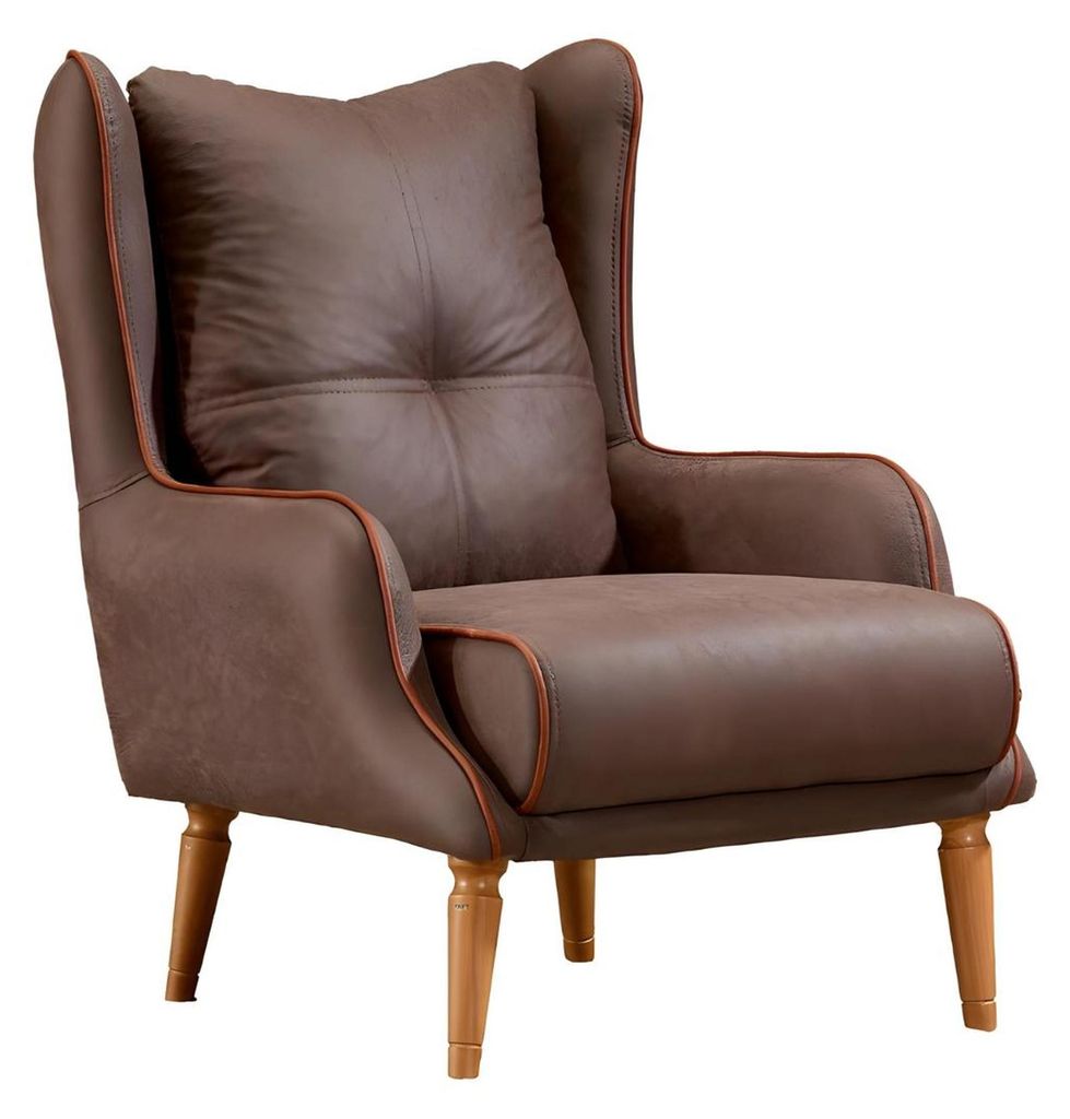 Moderner brauner Stoffsessel aus Holz für Wohnzimmer