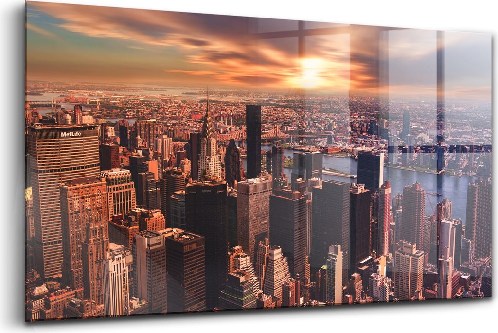 120x60 - Glasbilder - Bilder auf Wandbild - Foto auf Glas - Panorama der Weststadt New Yorks