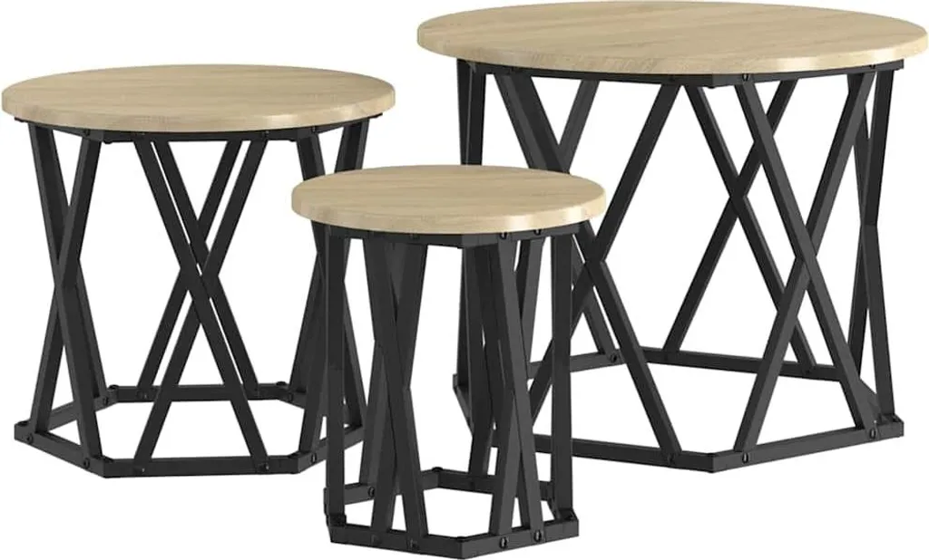 Set Tavolini a Incastro vidaXL Rovere Sonoma 53cm | Arredo Moderno Casa