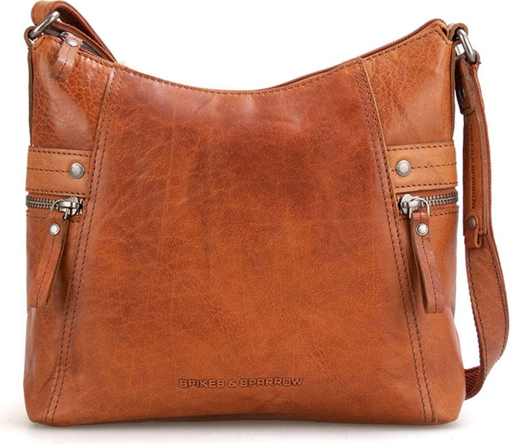 SPIKES & SPARROW Leder Umhängetasche Bronco Crossover Brandy braun