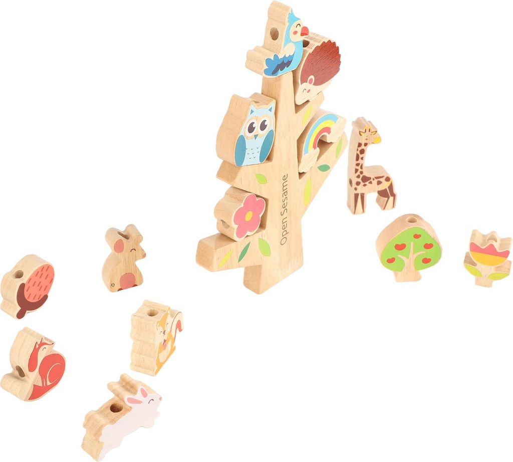 Bunte Holztiere, die Spielzeug stapeln, verbessern die Koordination, blockieren den Balancierbaum