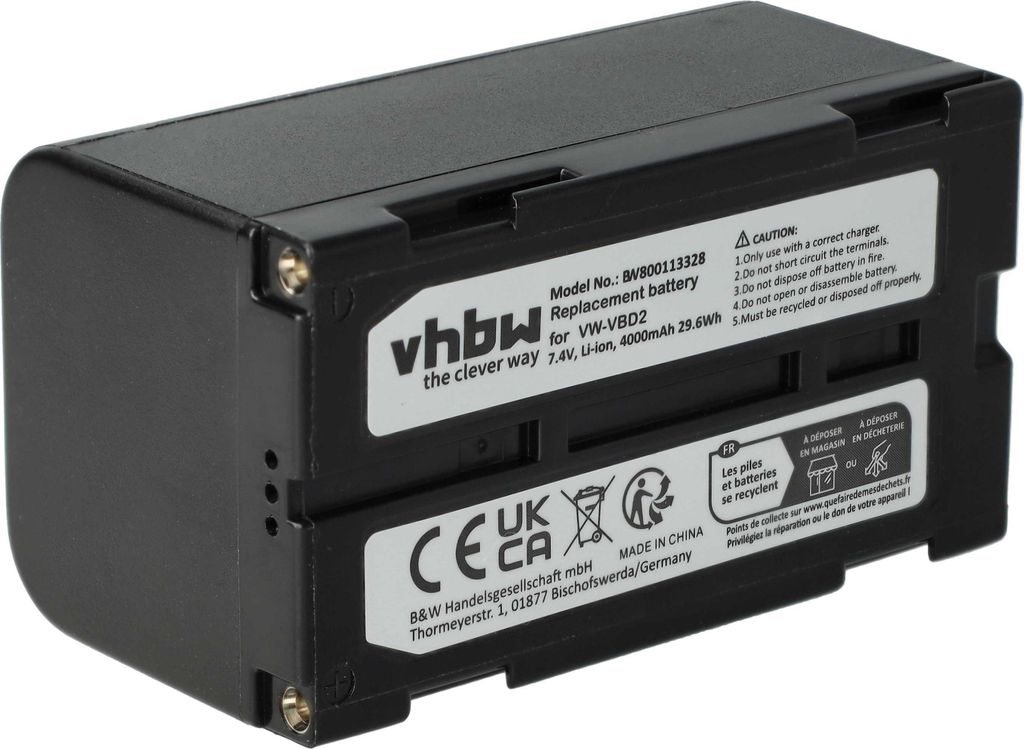vhbw Akku kompatibel mit Hitachi VM-H635A, VM-H575LA, VM-H650, VM-H640A, VM-E855LA, VM-E835LA Videokamera Camcorder (4000 mAh, 7,4 V, Li-Ion)