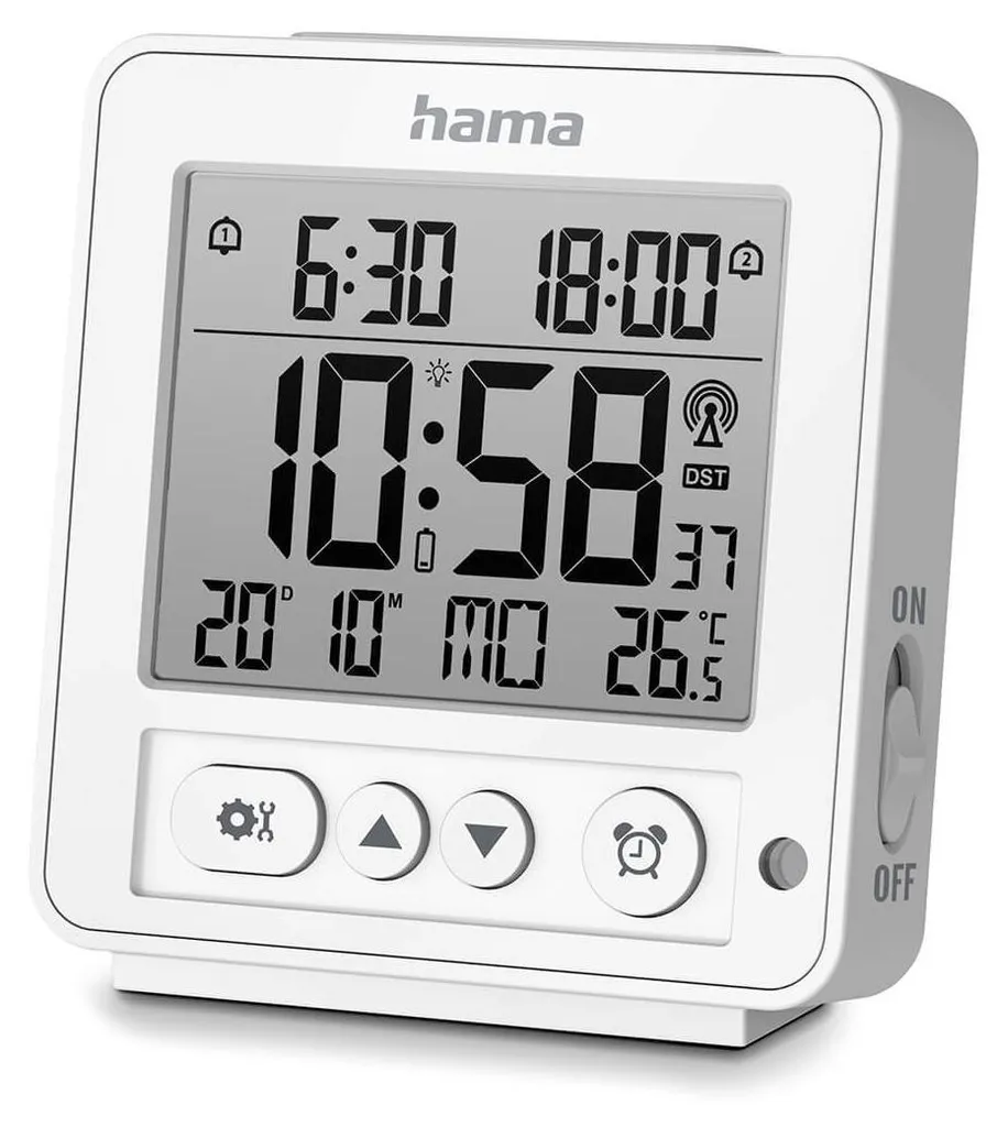 Réveil Radio-Piloté Hama Rhodos avec Température et Alarme Snooze LCD