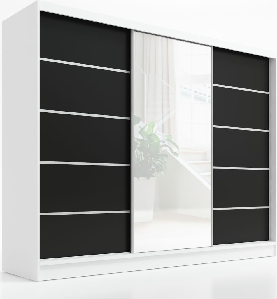 Schwebetürenschrank, 3-türig Schrank 200 cm mit Spiegel Produktbild 2