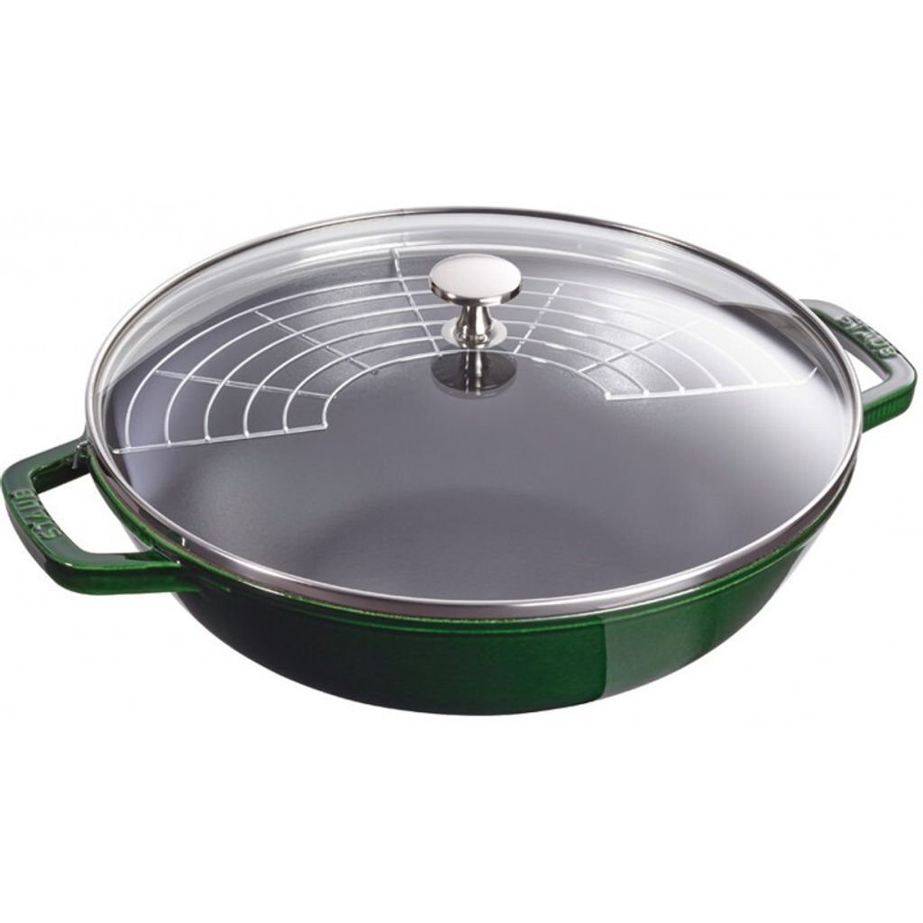 Zwilling Wok 30 cm mit Deckel Gusseisen Basilikum-gruen Produktbild 
