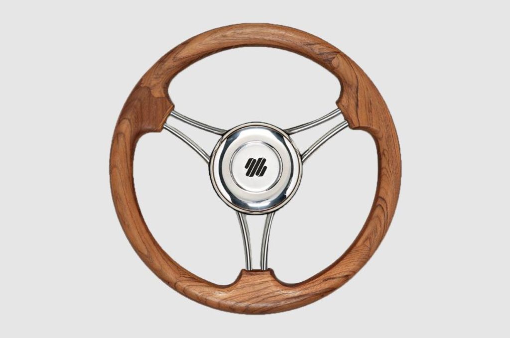 Osculati | Steuerrad Ultraflex V21TK - 350 mm - Edelstahl mit Teakholz - Elegantes Design - Hohe Korrosionsbeständigkeit
