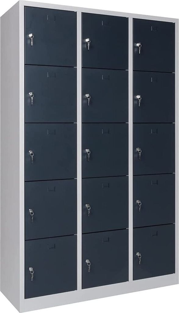 Schließfachschrank grau/anthrazit 15-türig Produktbild 