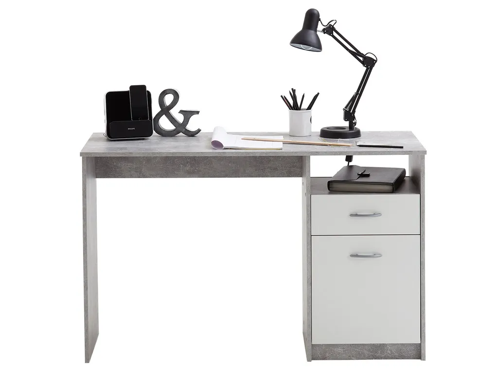 Petit Bureau d'Ordinateur Blanc Jaden I - Table de Travail 123 cm de Large - 2
