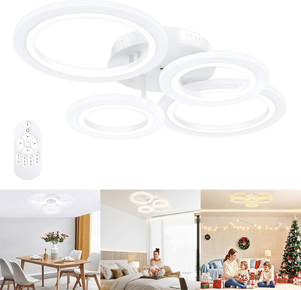 UISEBRT 60W LED Deckenleuchte Dimmbar mit Fernbedienung - Produktbild 