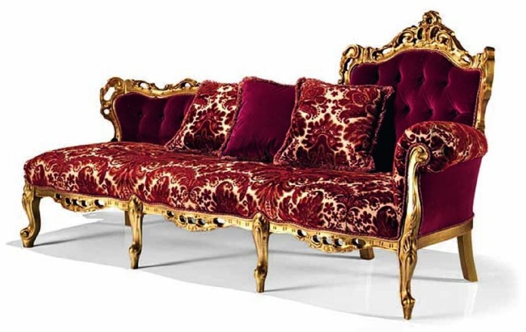 Casa Padrino Luxus Barock Chaiselongue Bordeauxrot / Gold 202 cm - Italy