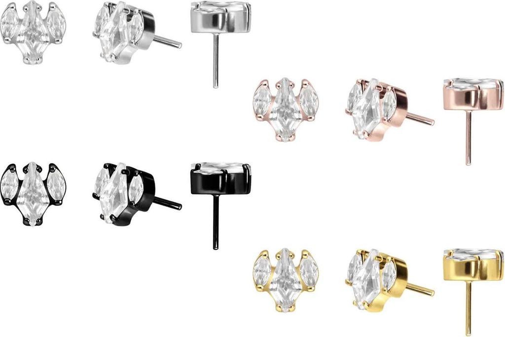 Piercing-Zubehör Titan Aufsatz mit Push Pin KRISTALLSCHILD + KRISTALLOVALE
