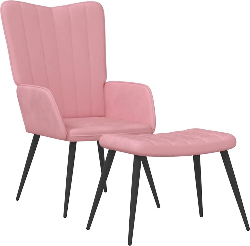 Relaxsessel mit Hocker Rosa Samt