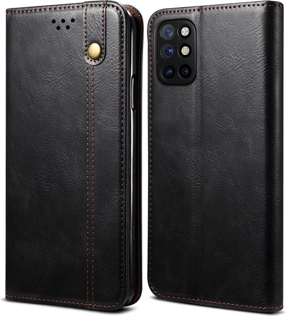 OnePlus 8T Hülle, LaimTop Leder Flip Brieftasche Schutzhülle für OnePlus 8T Schwarz