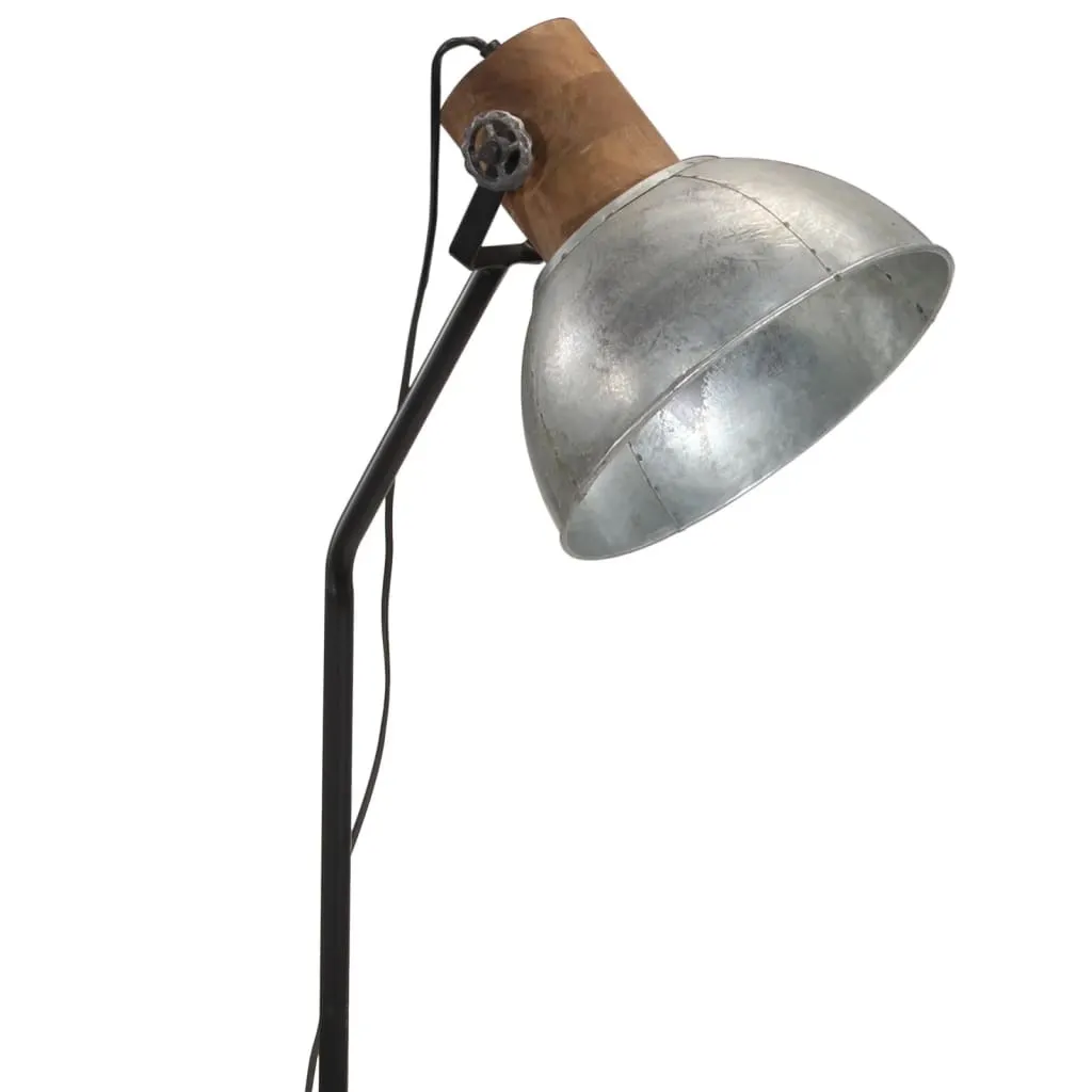 Lampada Terra Industriale Argento vidaXL | Ferro e Legno Mango E27 - 6