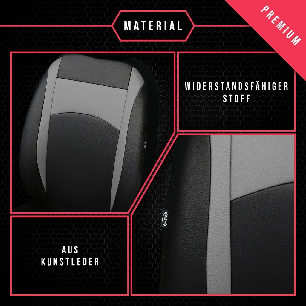 Coprisedili auto Coprisedili universali per Hyundai Elantra VI Grigio auto SET NUOVO - 7