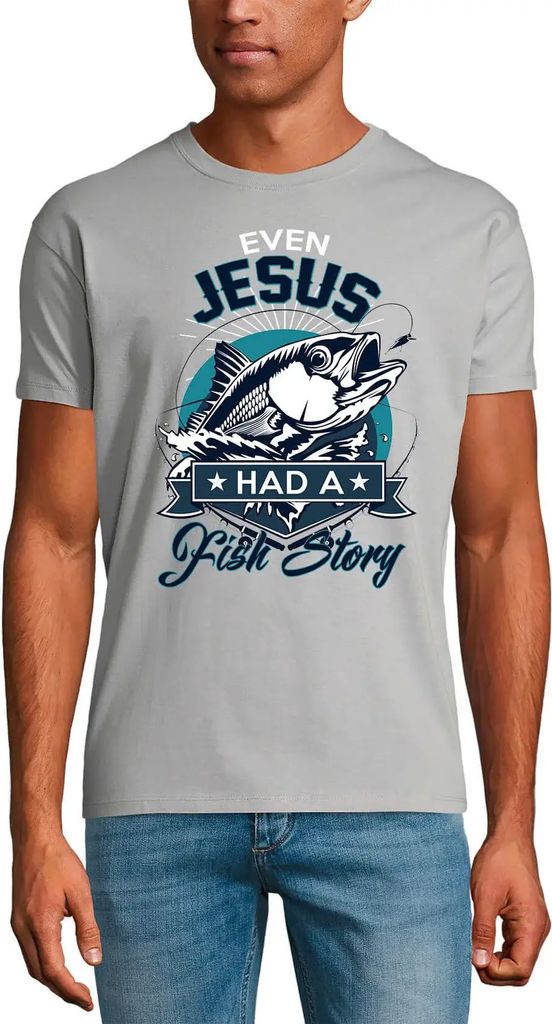 Herren Grafik T-Shirt Selbst Jesus hatte eine Fischgeschichte Fischer – Even Jesus Had A Fish Story Fisherman – Öko-Verantwortlich Vintage Jah...