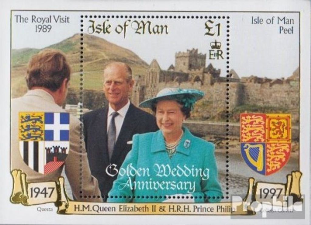Briefmarken GB - Isle of Man 1997 Mi Block31 (kompl.Ausg.) postfrisch Goldene Hochzeit