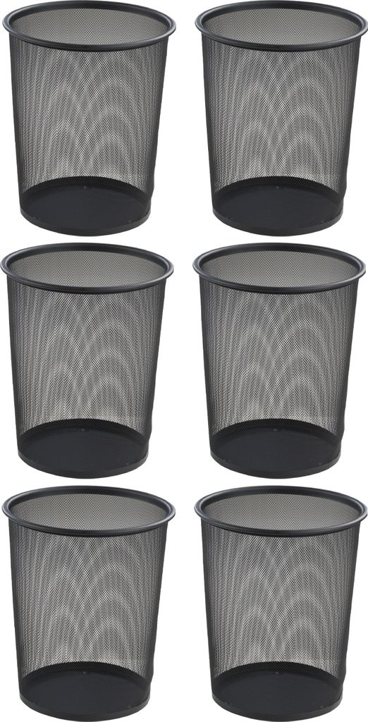 Papierkörbe - 20 Liter - Schwarz - Metallgeflecht - 6er Set