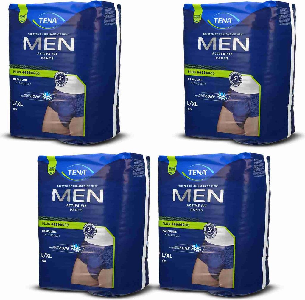 TENA MEN Act.Fit Inkontinenz Pants plus L/XL blau 4x 10St Produktbild 
