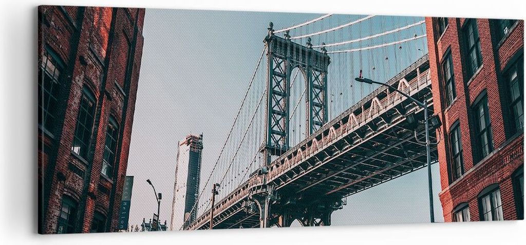 Bild auf Leinwand - Leinwandbild - Einteilig - Manhattan Brücke Brücke - 120x50cm - Wand Bild - Wanddeko - Wandbilder - Leinwanddruck - Bilder - ...