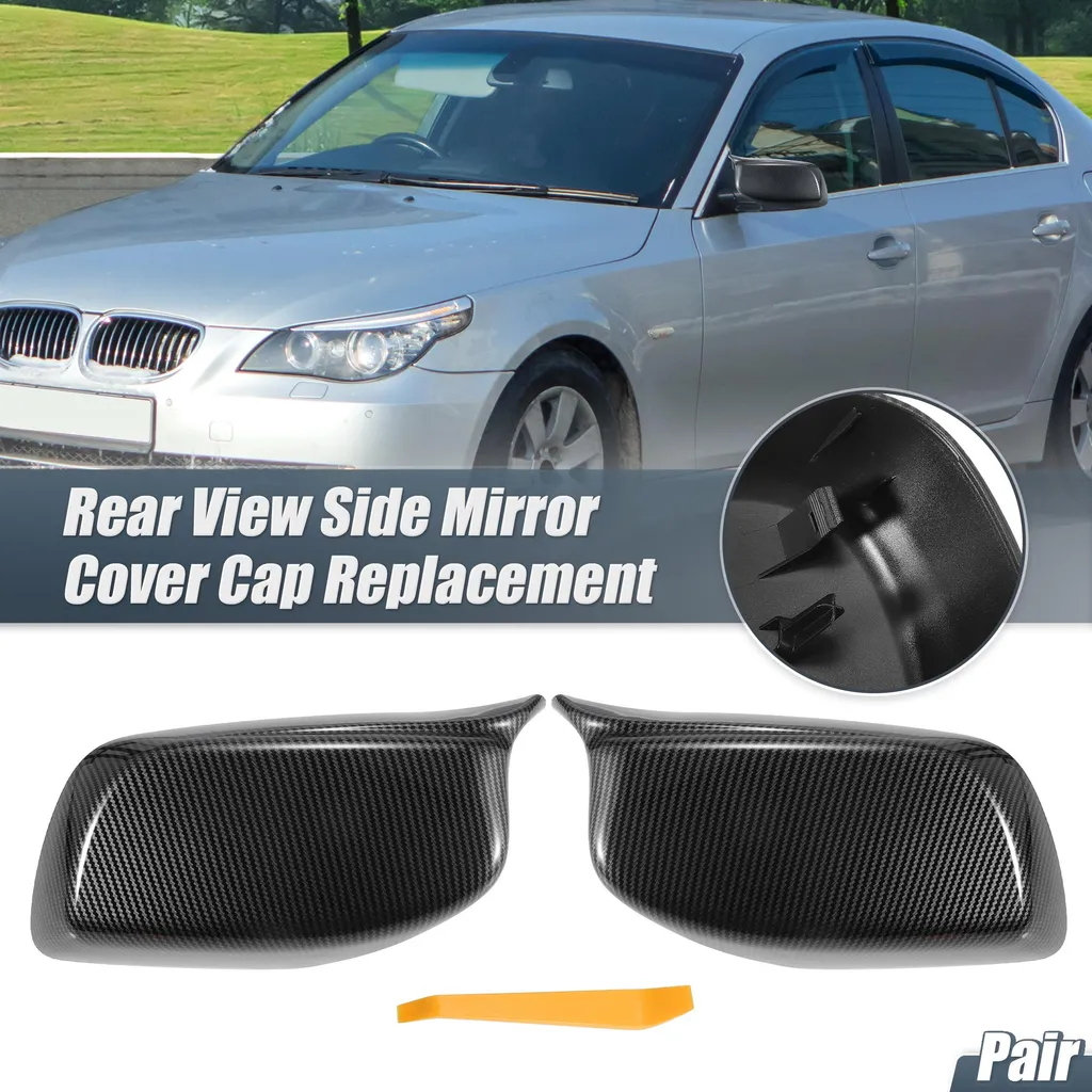 Kit Rétroviseur Gauche et Droit pour BMW Série 5 E60 E61 Look Carbone Noir