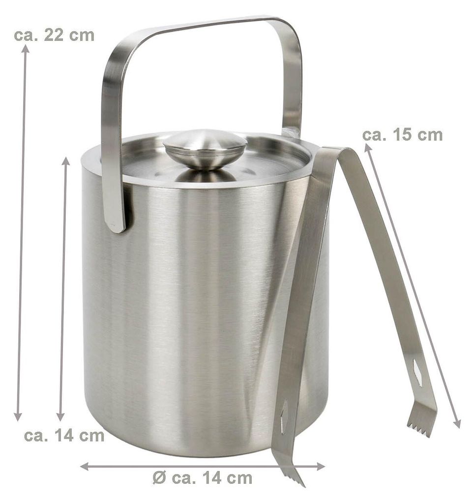 Produktbild von Alpina Eiseimer Aus Edelstahl – Doppelwandig, 15,5 Cm, Mit Deckel & Griff, 670 G, Für Party & BBQ