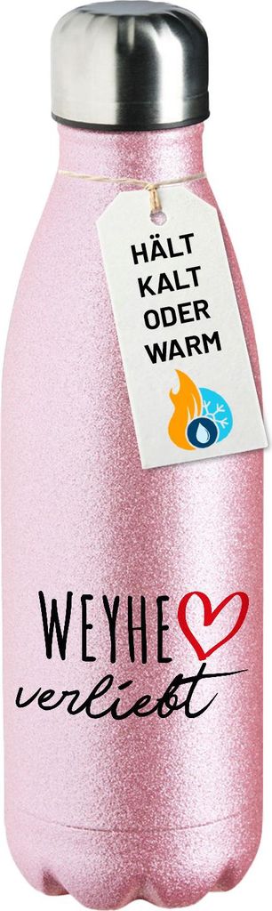 Huuraa Trinkflasche Weyhe verliebt 500ml Pink Edelstahl Wasserflasche Trinkflasche Geschenkidee