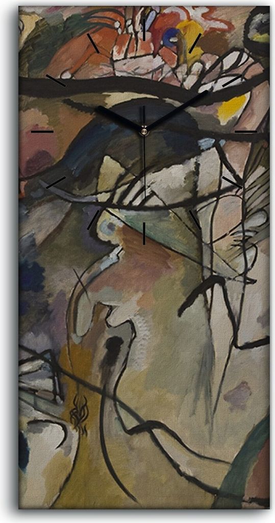 Wandbild Leinwand Bilder mit Uhr Geräuschlos 30x60 Komposition 5 Abstrakt - schwarze Hände