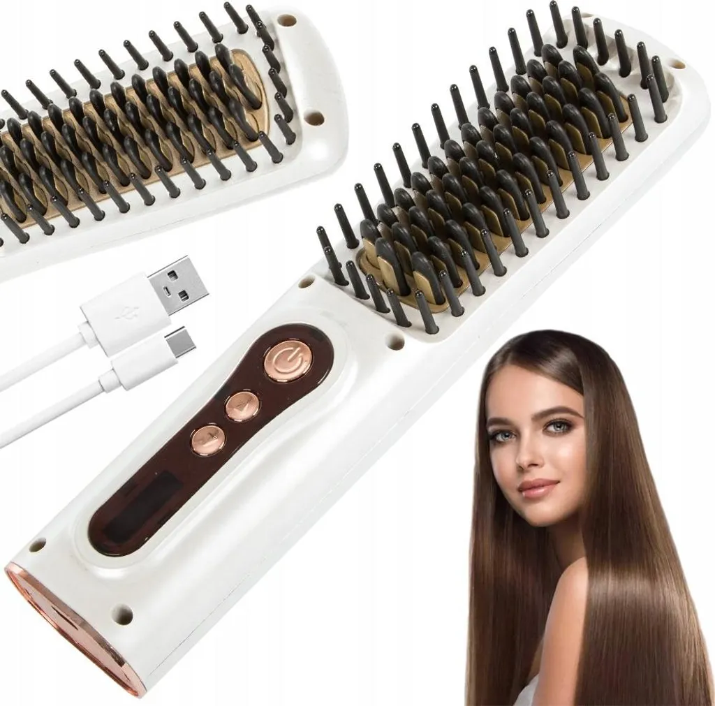Brosse à lisser pour voyage sans fil 2en1 idéale pour les retouches
