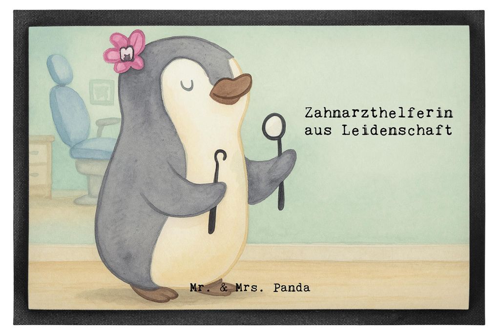 Mr. & Mrs. Panda Fussmatte Zahnarzthelferin Leidenschaft Design 60 x 90 cm - Weiß - Geschenk, Fußabtreter, Bodenvorleger, Schmutzfangmatte, boden...