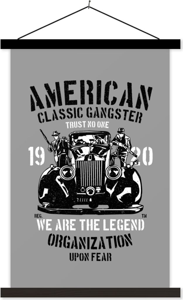 MuchoWow Textilposter Mancave - Auto - Waffen - Vintage 120x180 cm mit schwarzem Rahmen - Fotos