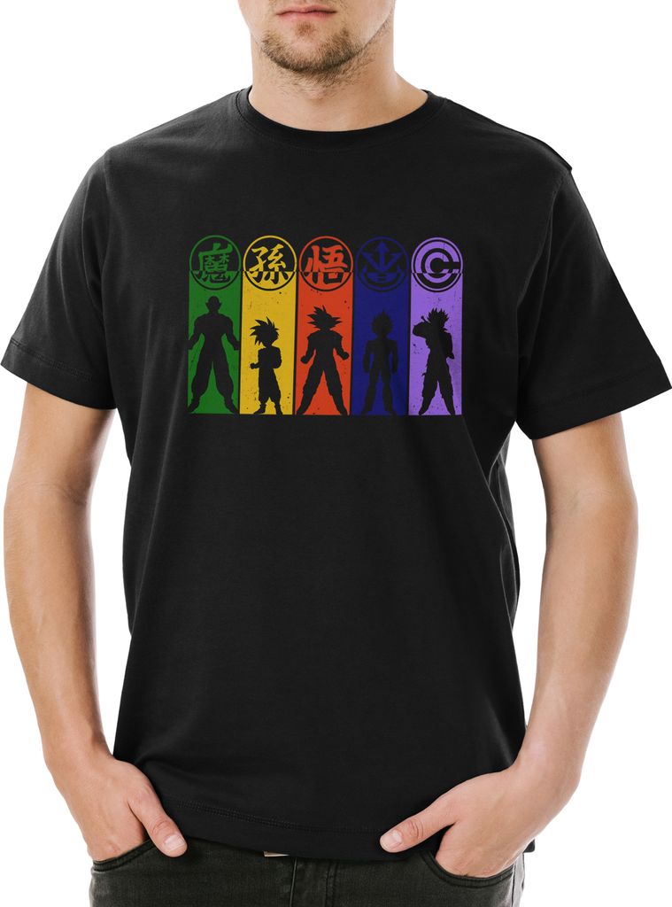 Urban Backwoods Anime Hero Goku Fighter, Herren T-Shirt, Farbe: Schwarz, Größe: XS