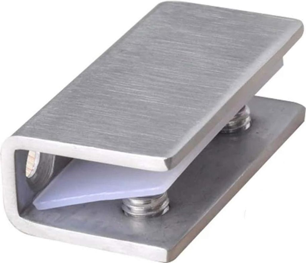 2er Set Glas-Duschtür-Befestigungsklammern - Festscharniere aus Edelstahl - Wandhalterungen für 8 bis 12 mm Glas