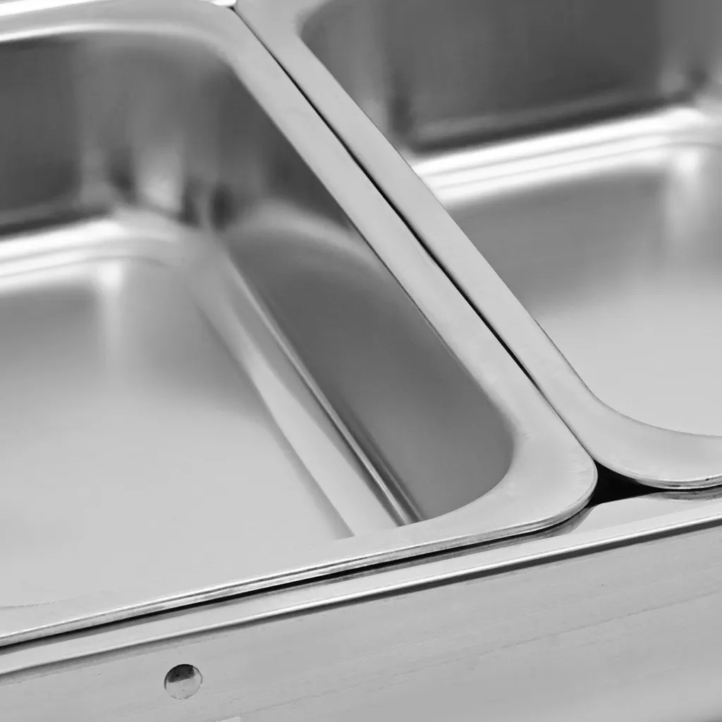 Chafing Dish Rectangulaire 9L Argenté - Réchaud de Buffet 3 Récipients - 8