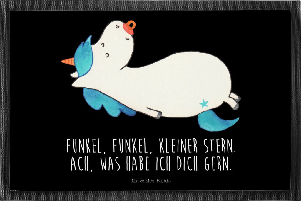 Mr. & Mrs. Panda Schmutzmatte Einhorn Schnuller 40 x 60 cm - Schwarz - Geschenk, Unicorn, Fußabtreter, teppichmatte, Mama, Geburt, Bodenvorleger, ...