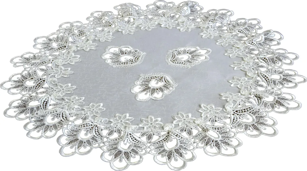 Napperon rond crème en guipure de 60 cm pour une table élégante et chic