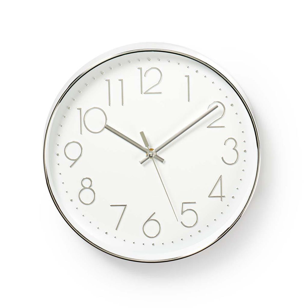 Nedis Wanduhr - Durchmesser: 300 mm - Kunststoff - Silber / Produktbild 