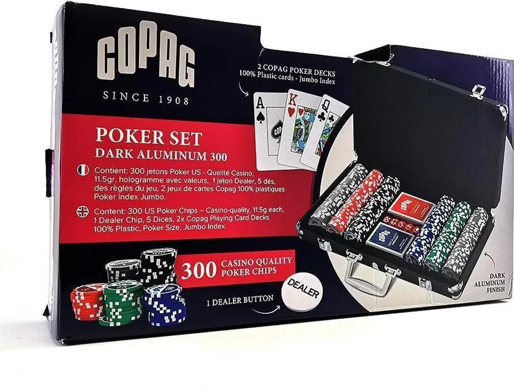 Mallette de poker complète 300 jetons COPAG en coffret aluminium noir