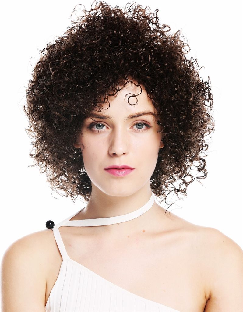 WIG ME UP Perücke kurz voluminös gelockt Braun Mittelbraun Produktbild 