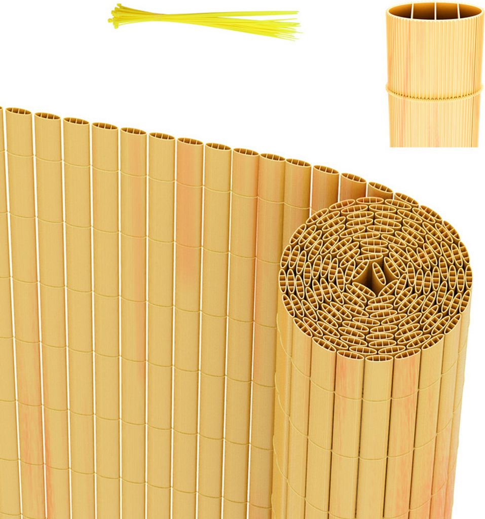 Clanmacy PVC Sichtschutzmatte Sichtschutzzaun Balkon Windschutz Sichtschutz für Zaun Bambus 120x400cm