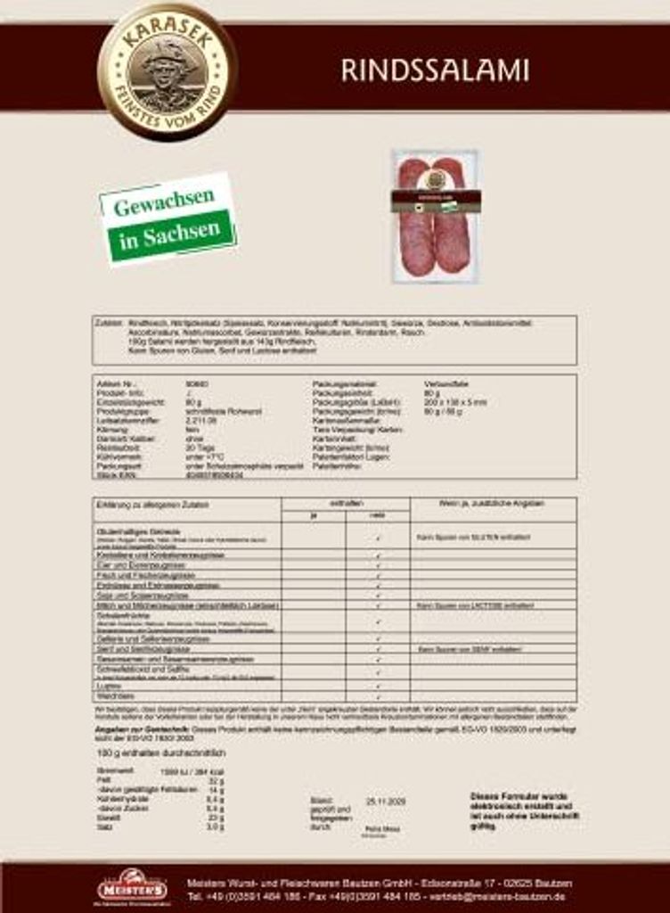Rindersalami 100% regionales Rindfleisch | Rind Salami Produktbild 3