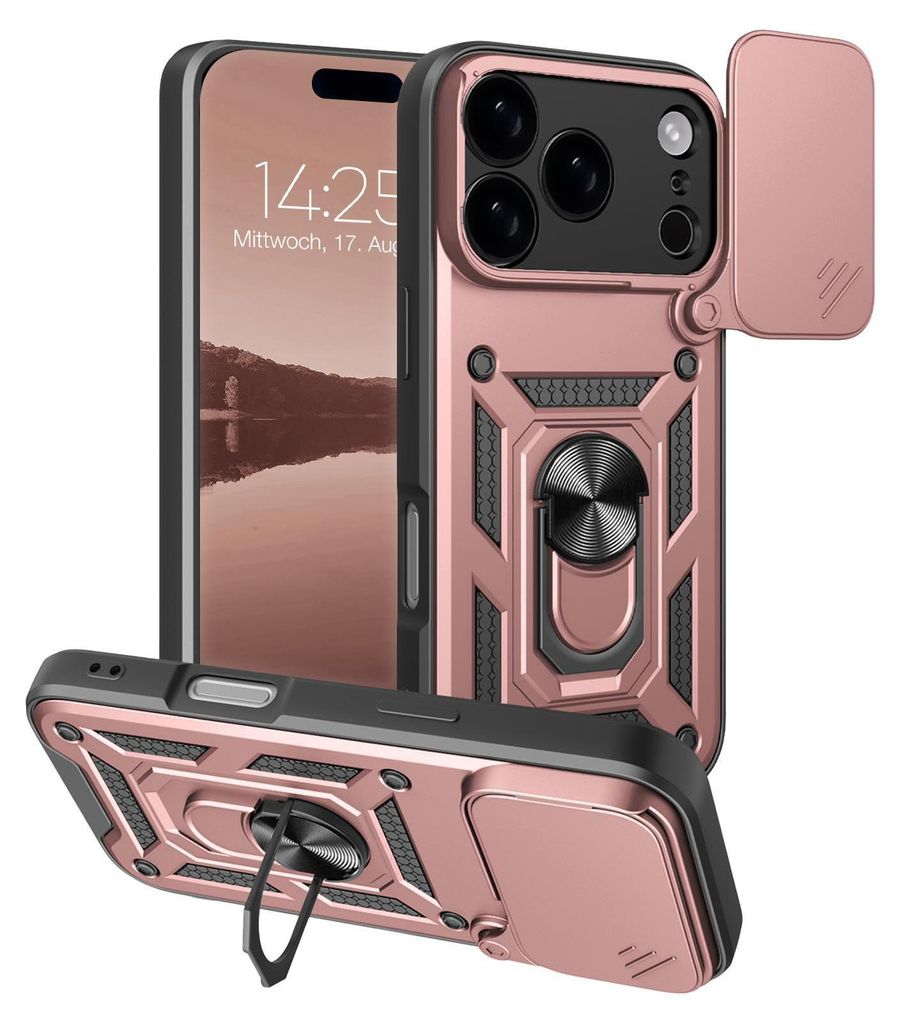 Armor Handyhülle für Apple iPhone 17 Pro Kameraschutz Handy Panzer Case Cover Schutzhülle Outdoor Farbe: Rosegold