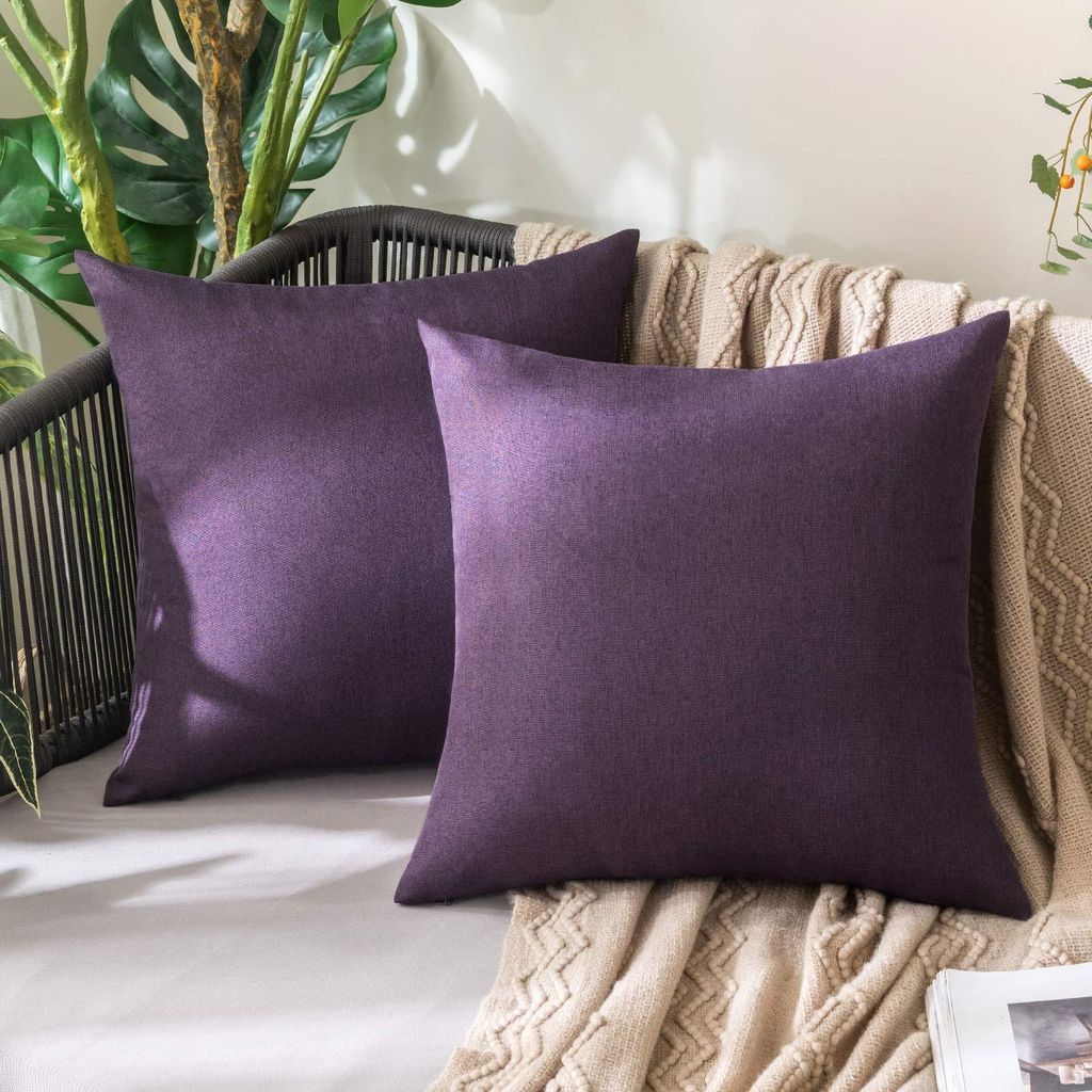 Set mit 2 wasserdichten Kissenbezügen für Gartenbänke, dekorative Kissen, moderne Kissenbezüge aus Polyester in Leinenoptik, für Garten, Sofa,...