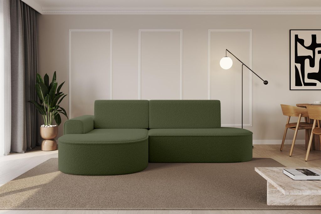 ALTDECOR Ecksofa mit Schlaffunktion und Bettkasten MARI-L1-S - 283x167x73cm Grün - Corner Sofa Eckcouch Couch L-Form, links/rechts angeordnet Schl...