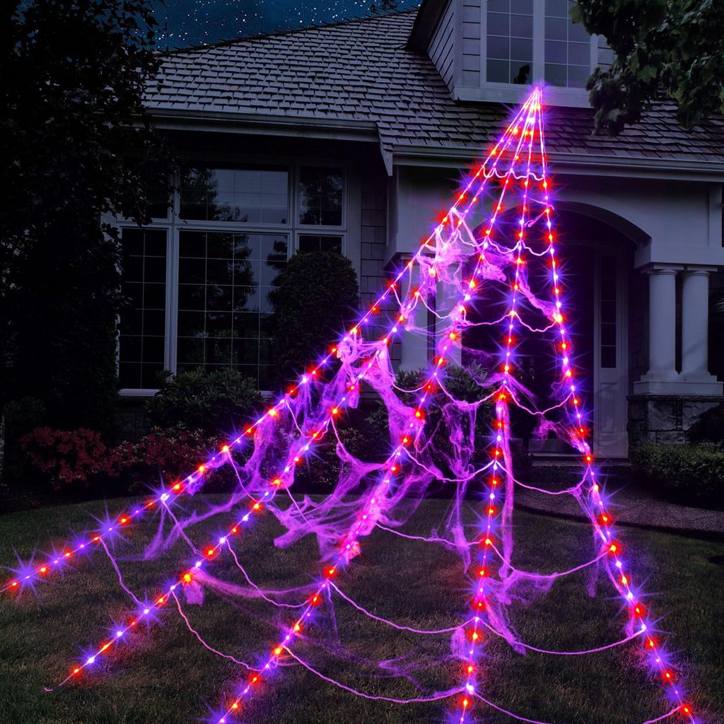 Spinnennetz-Lichter für Halloween-Dekorationen im Freien – Produktbild 