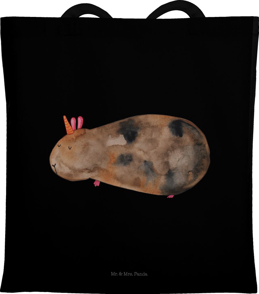 Mr. & Mrs. Panda Tote Bag Einhorn Meerschweinchen - Schwarz - Geschenk, Uni Tasche, Unicorn, Shopping, Meerhörnchen, Schultasche, Meerschwein, dok...