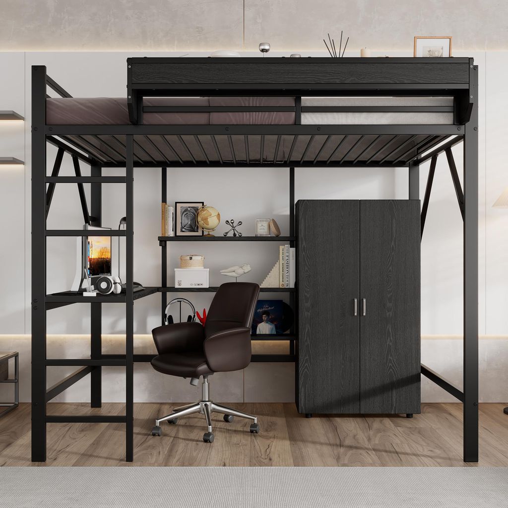 Flieks Lit superposé 140x200cm avec armoire, Lit surélevé Image du produit 