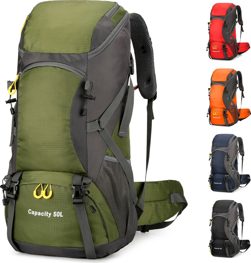 Wanderrucksack 50L Herren Damen Trekkingrucksack mit Regenhülle Reiserucksack Outdoor Wandern Rucksack für Wandern Camping Bergsteigen Reisen Spo...