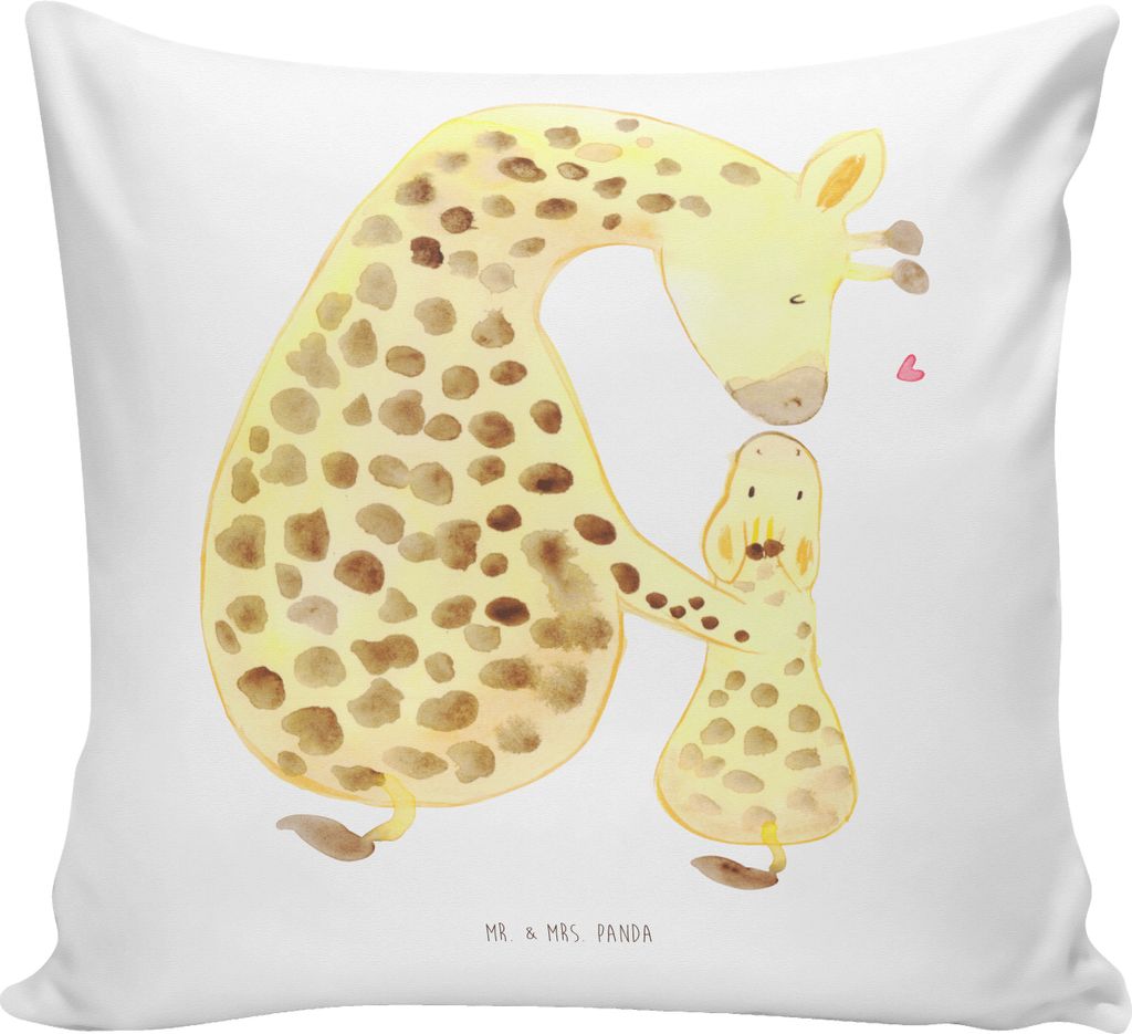 Mr. & Mrs. Panda kissen bedruckt Giraffe Kind - Weiß - Geschenk, Tochter, 40x40, Lieblingsmensch, Sohn, Dekokissen, Afrika, Mutter, Sofakissen, Ma...