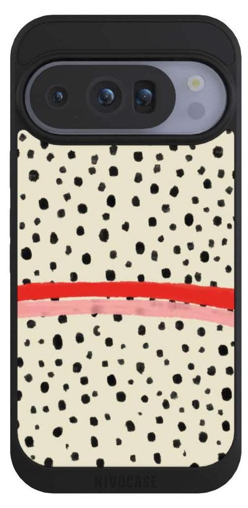 NIVOCASE Handyhülle für Google Pixel 10 Pro Hülle NIVOpure Case Schwarz Kunst Punkte Streifen